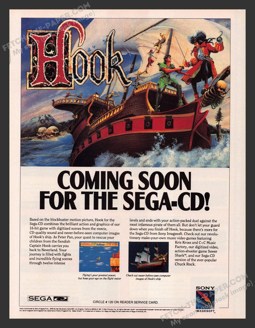 Hook Video Game 1990s Print Advertisement Ad 1991 Peter Pan
