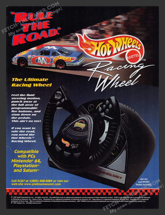 Hot Wheels Per4mer Racing Wheel 1990s Video Game Print Advertisement Ad 1997