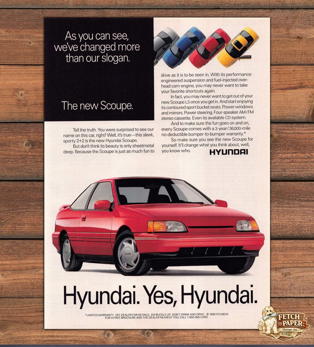Hyundai Scoupe Changed More Than Our Slogan Red Coupe Print Ad 1991 1990s