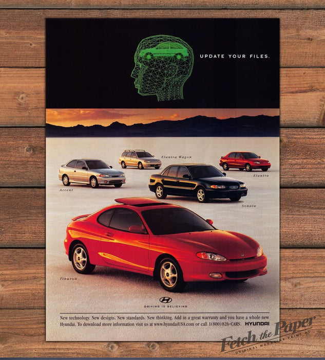 Hyundai Tiburon Elantra Sonata Accent Update Your Files Cars Print Ad 1997 1990s