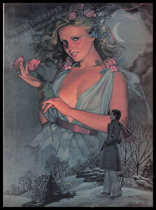 Illustration by Sharon Knettell 1980s Magazine Illustration 1980 Love Winter Fetch the Paper!