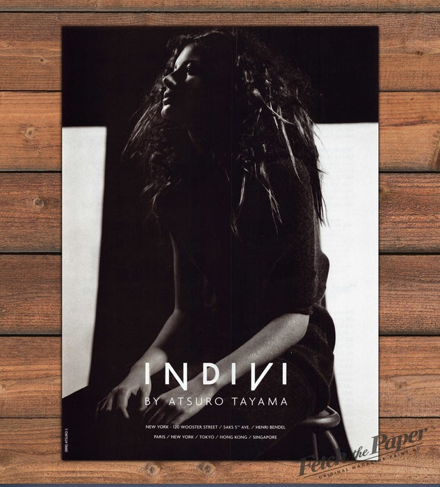 Indivi By Atsuro Tayama Black & White Model Profile Print Ad 1998 1990s