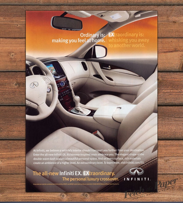 Infiniti EX Crossover Luxury Interior "EXtraordinary" Cabin Print Ad 2008 2000s
