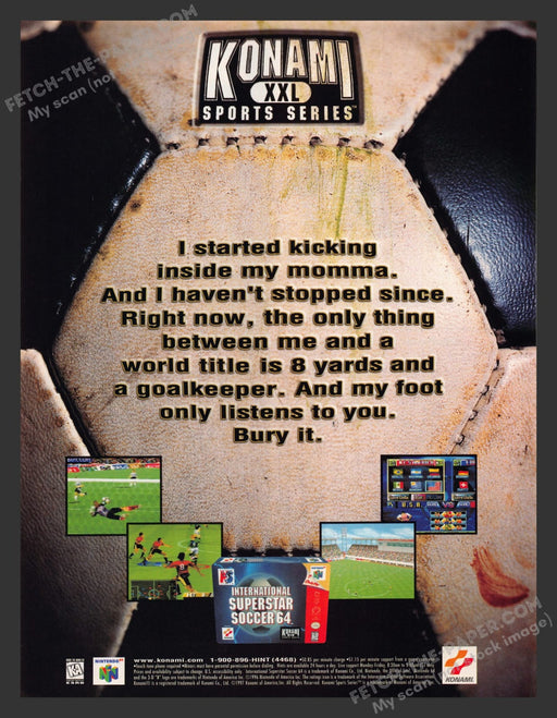 International Superstar Soccer 64 1990s Video Game Print Advertisement Ad 1997
