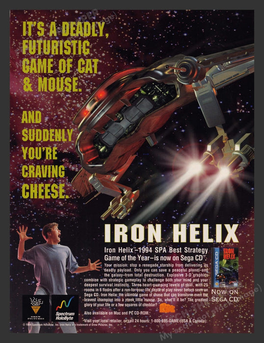 Iron Helix Sega Video Game 1990s Print Advertisement Ad 1994