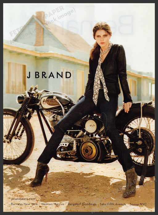 J Brand Jeans Clothing 2000s Print Advertisement Ad 2008 Legs Motorcycle Fetch the Paper!