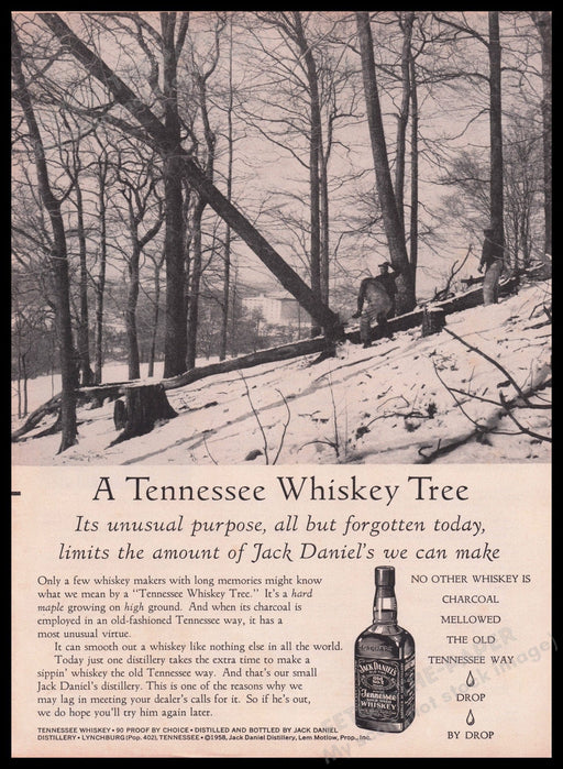 Jack Daniel's Tennessee Whiskey Tree 1950s Print Advertisement Ad 1959 Fetch the Paper!