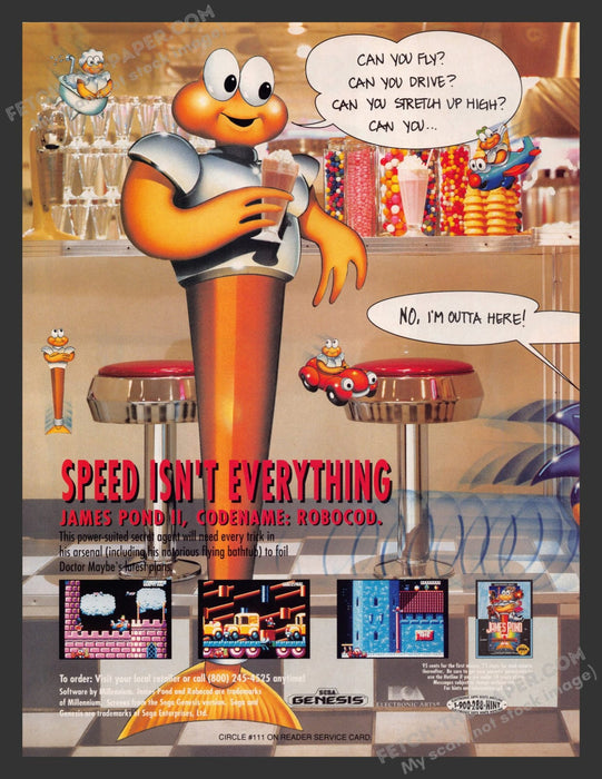 James Pond II 1990s Print Advertisement Video Game Ad 1991