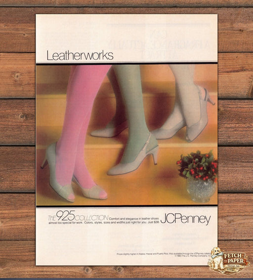 JC Penney Leatherworks The 925 Collection Shoes 1980s Print Advertisement 1983