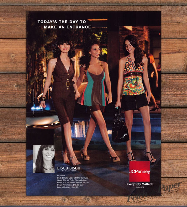 JCPenney Bisou Bisou Michele Bohbot Fashion Women Walking Print Ad 2008 2000s