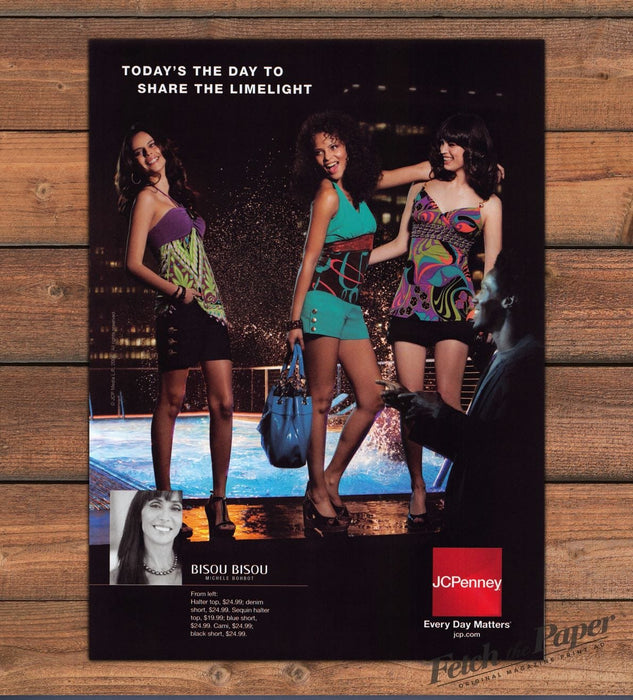 JCPenney Bisou Bisou Rooftop Pool Party Fun Fashion Print Ad 2008 2000s