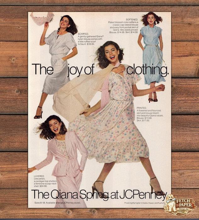 JCPenney Qiana Joy of Clothing Dancing Floral Dress Print Ad 1978 1970s