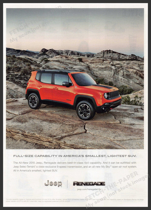 Jeep Renegade 2010s Print Advertisement Ad 2015 Rocky Terrain Jeep