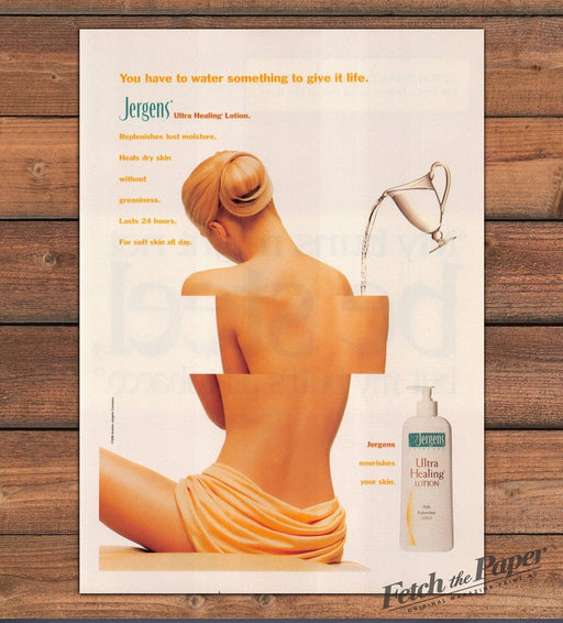 Jergens Ultra Healing Lotion Bare Back Water Pitcher Pour Print Ad 1998 1990s