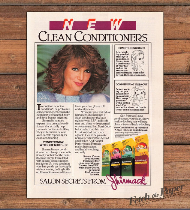 Jhirmack Clean Conditioners Curly Hair Salon Secrets Print Ad 1986 1980s