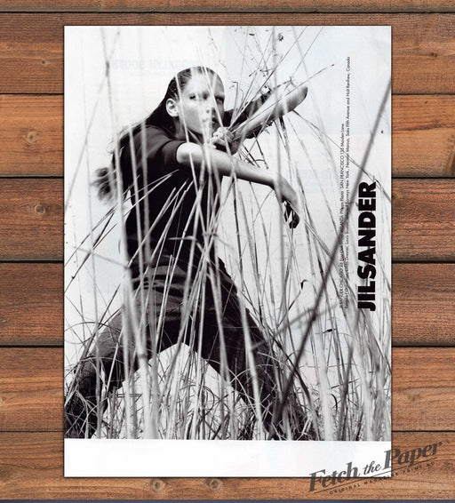 Jil Sander Woman In Tall Grass Black And White Print Ad 1997 1990s
