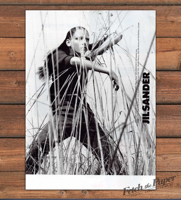 Jil Sander Woman In Tall Grass Black And White Print Ad 1997 1990s