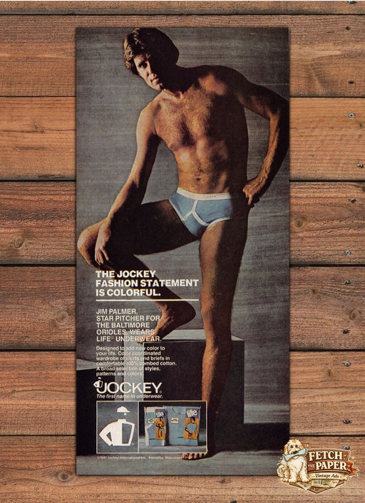 Jockey Life Underwear Briefs Jim Palmer Orioles Pitcher Print Ad 1981 1980s
