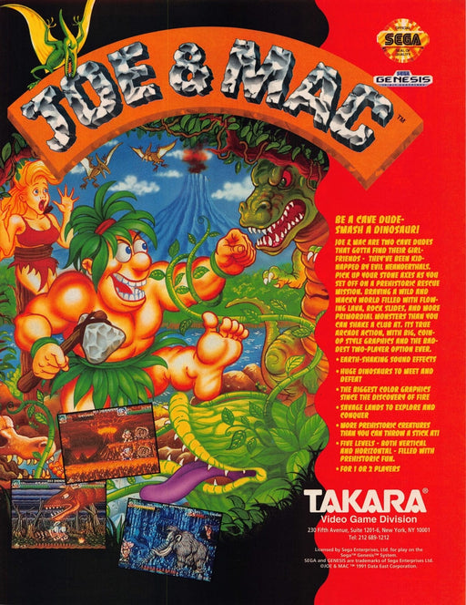 Joe & Mac Takara Video Game 1990s Print Advertisement Ad 1993