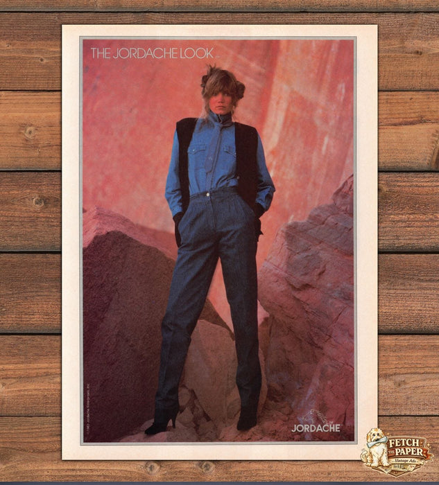 Jordache Look Denim Vest Canyon Rocks Print Ad 1983 1980s