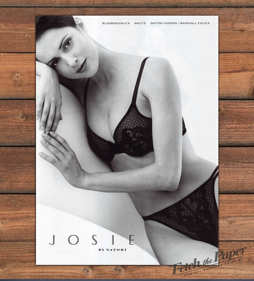 Josie by Natori Woman in Black Lace Bra and Panties Print Ad 1997 1990s