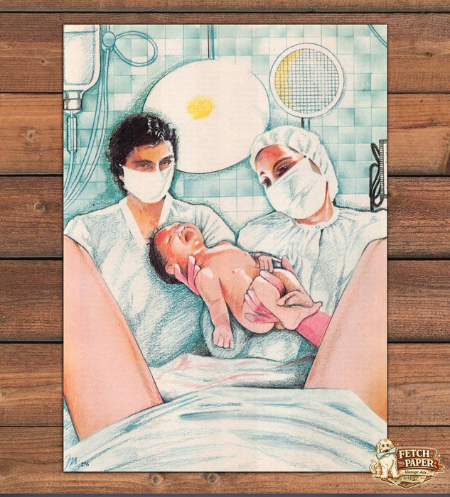 Judy Markham "The Changing World of Childbirth" Delivery Illustration 1981 1980s