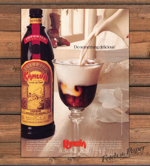Kahlua & Cream Liqueur Do Something Delicious Cream Pour Print Ad 1993 1990s