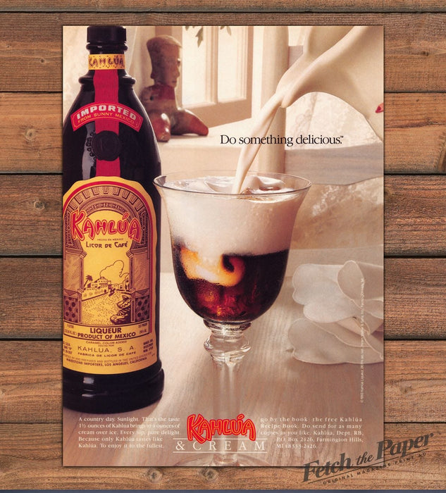 Kahlua & Cream Liqueur Do Something Delicious Cream Pour Print Ad 1993 1990s
