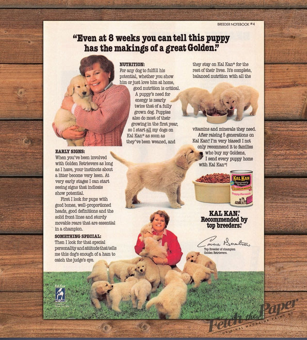 Kal Kan Puppy Food Golden Retriever Breeder Notebook Print Ad 1986 1980s