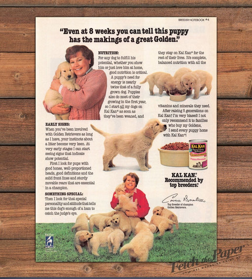Kal Kan Puppy Food Golden Retriever Breeder Notebook Print Ad 1986 1980s