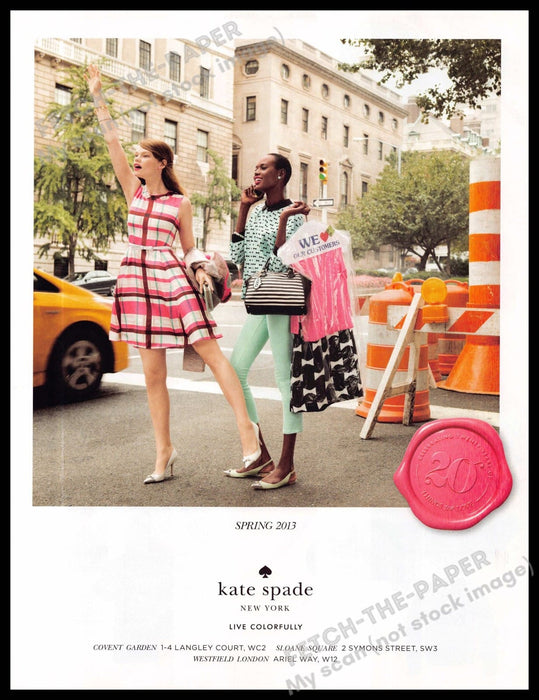 Kate Spade 2010s U.K. Magazine Print Ad 2013 "Live Colorfully" Legs Shopping