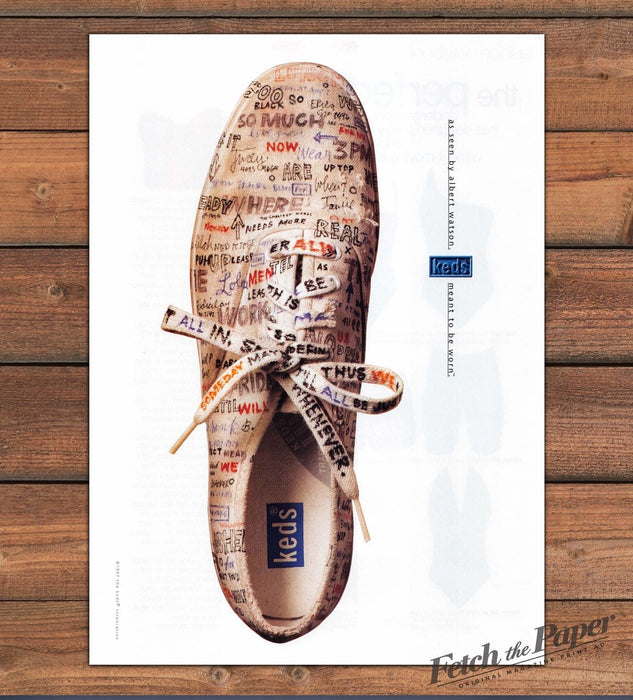 Keds Handwritten Words Canvas Sneaker Shoe Top View Print Ad 1997 1990s