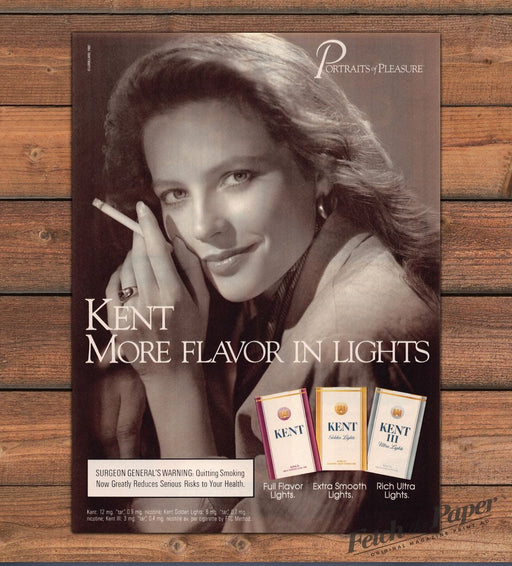 Kent Cigarettes Portraits of Pleasure Woman Sepia Print Ad 1993 1990s