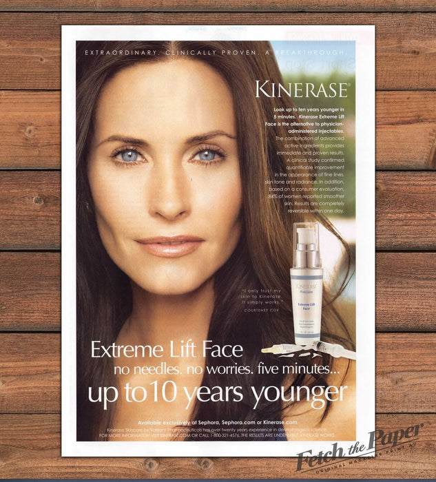 Kinerase Extreme Lift Face Courteney Cox Skincare Print Ad 2008 2000s