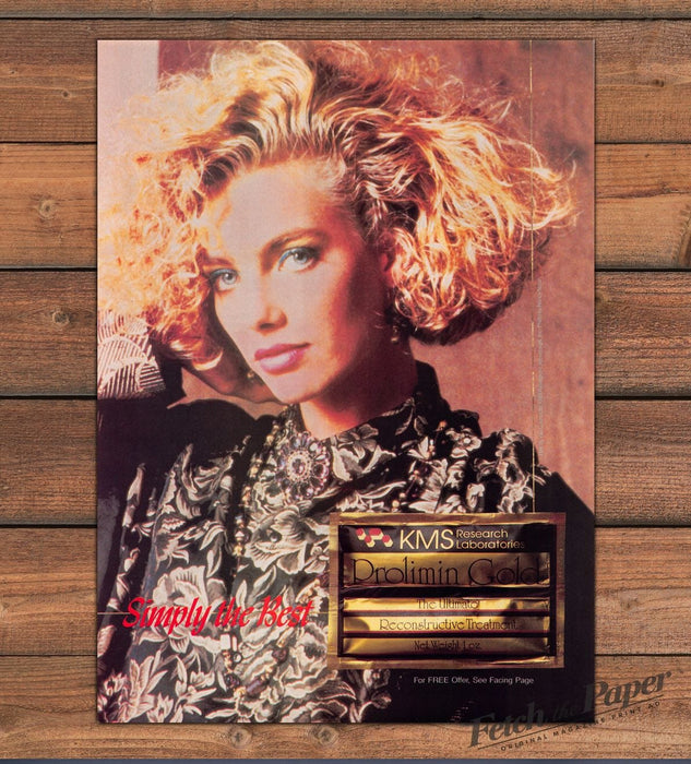 KMS Prolimin Gold Reconstructive Hair Treatment Print Ad 1986 1980s