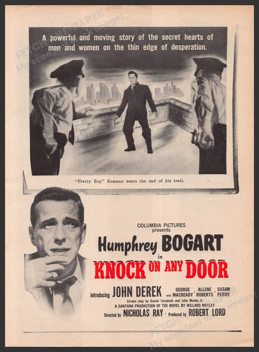 "Knock on Any Door" Movie Release 1940s Print Advertisement Ad 1949 Fetch-the-Paper