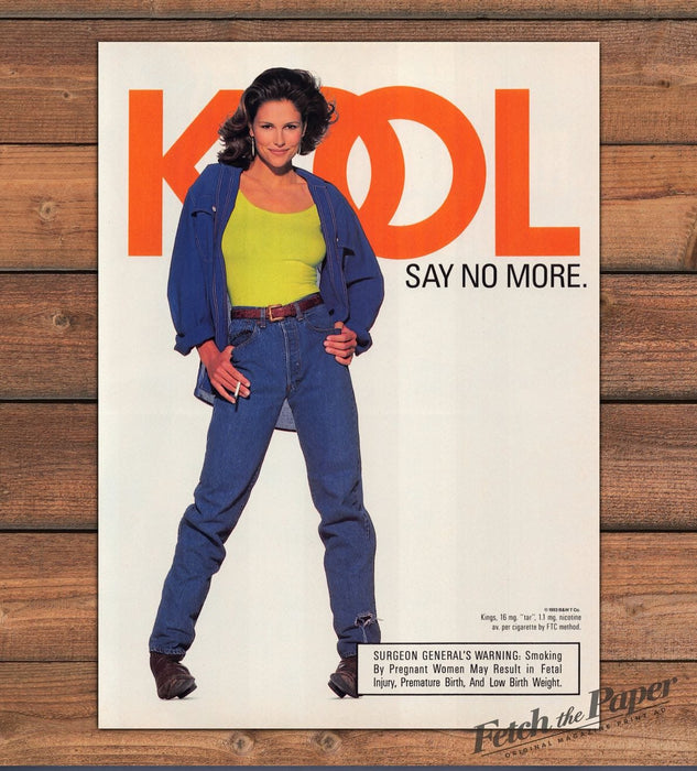 Kool Cigarettes Say No More Woman Denim Jacket Jeans Print Ad 1993 1990s