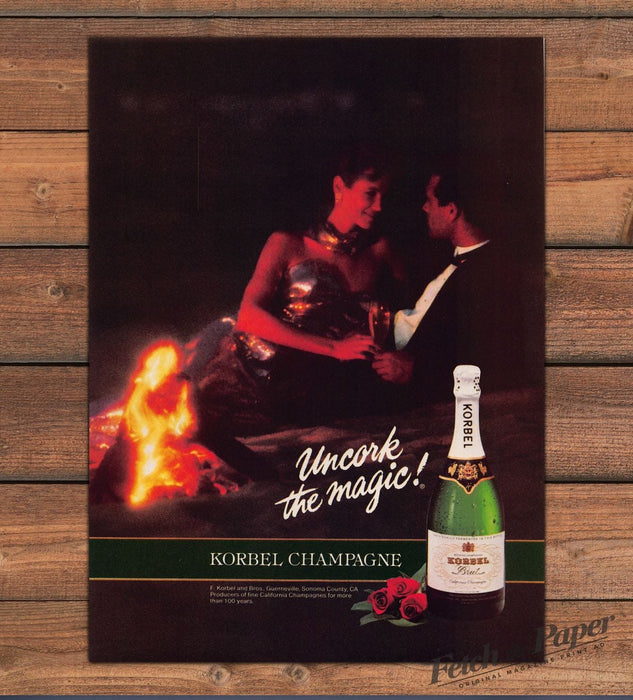 Korbel Champagne Couple Fireside Uncork The Magic Print Ad 1986 1980s
