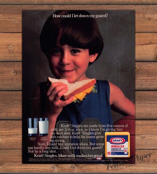 Kraft Singles Cheese Boy Sandwich Basketball Tank Top Print Ad 1987 1980s
