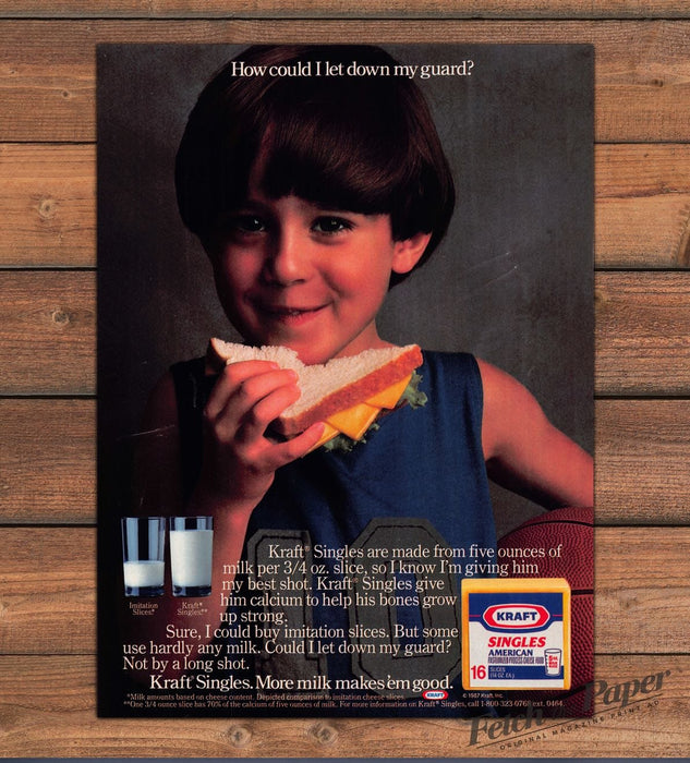 Kraft Singles Cheese Boy Sandwich Basketball Tank Top Print Ad 1987 1980s