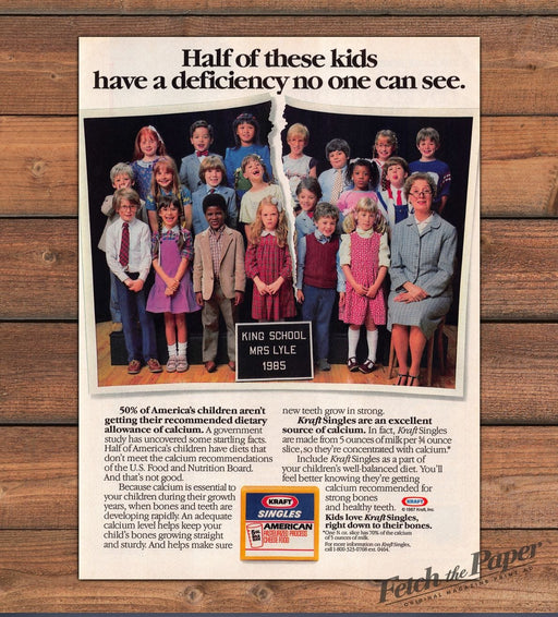 Kraft Singles Cheese King School Class Photo Teacher Print Ad 1987 1980s