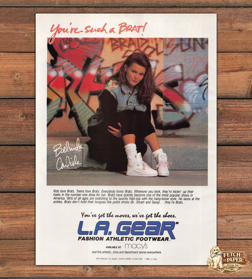 L.A. Gear Brats Belinda Carlisle Graffiti Wall Sneakers Print Ad 1989 1980s