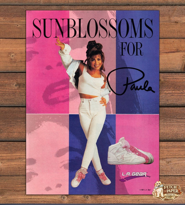 L.A. Gear Sunblossoms For Paula Abdul High Top Sneakers Print Ad 1991 1990s