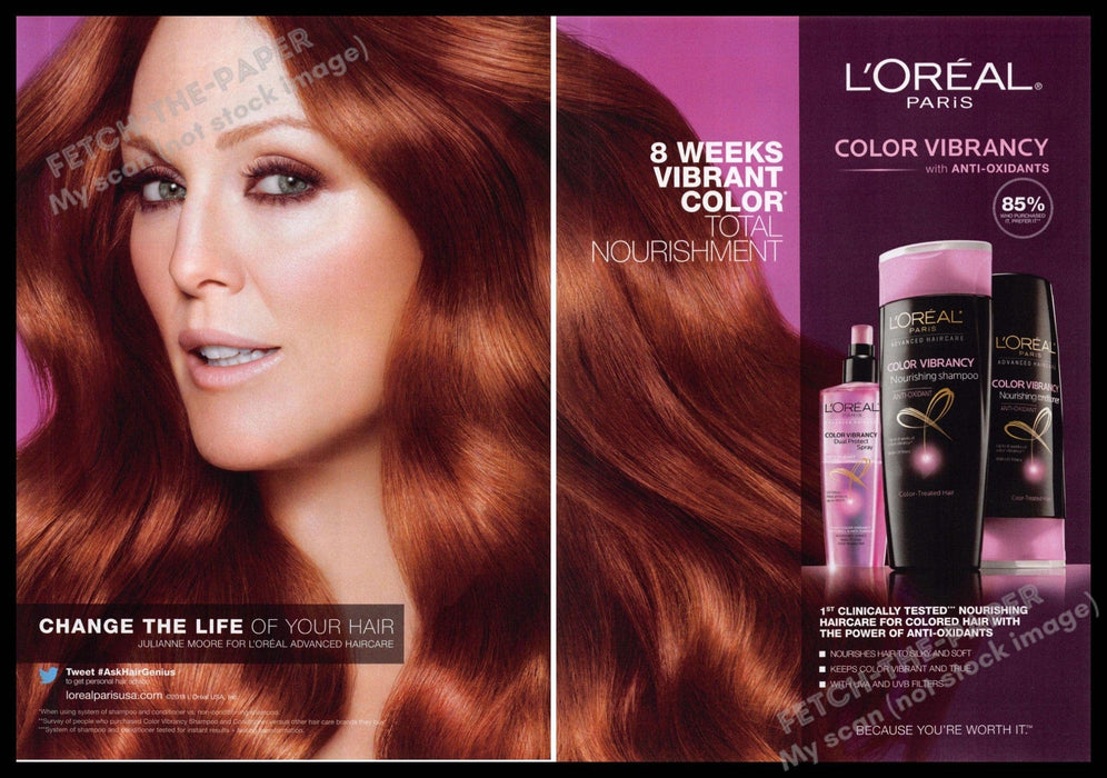 L'Oreal 2010s Print Ad (2 pg) 2013 Julianne Moore "Change the life of your hair" L'Oreal