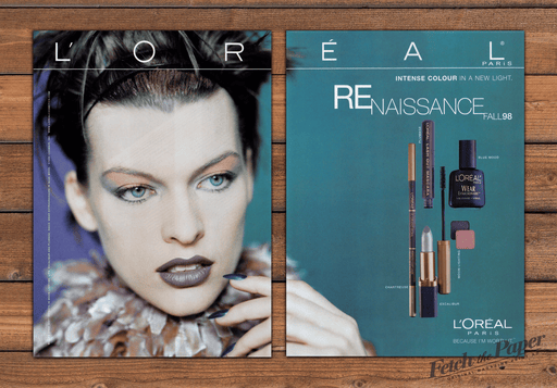 L'Oreal Paris Milla Jovovich Model Fall 98 Makeup Print Ad 1998 1990s (2pgs)