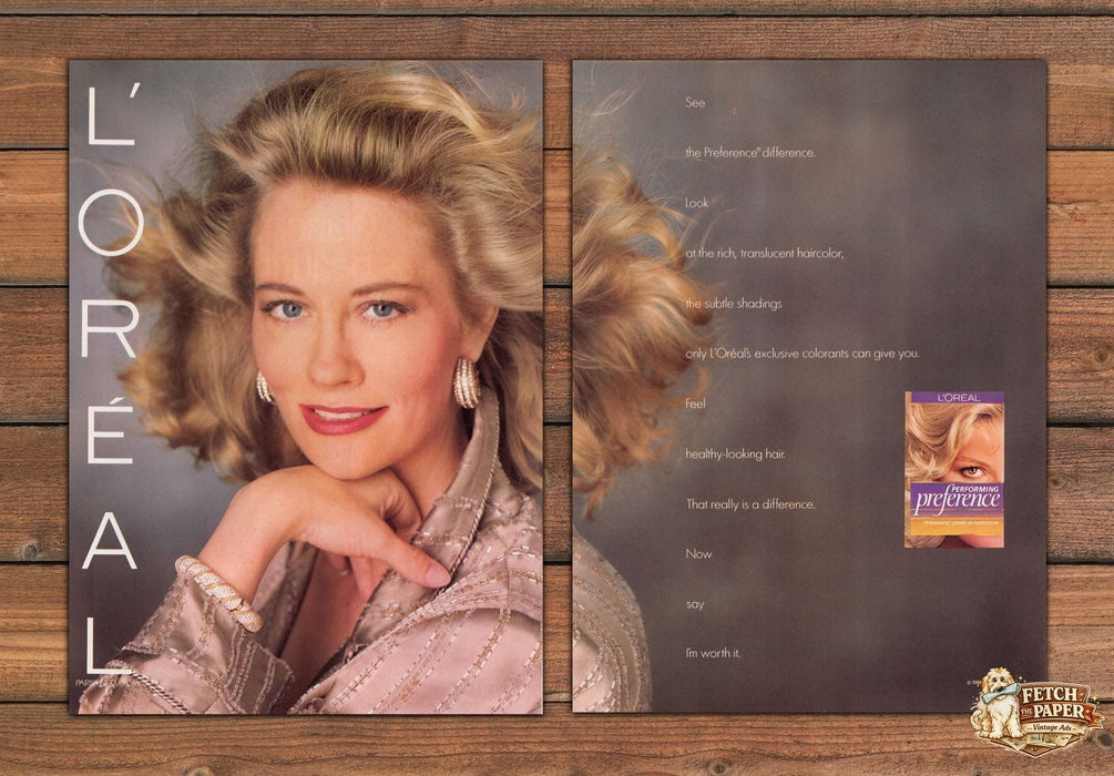 L'Oreal Preference Haircolor Cybil Shepherd Big Hair Print Ad 1988 1980s (2pgs)
