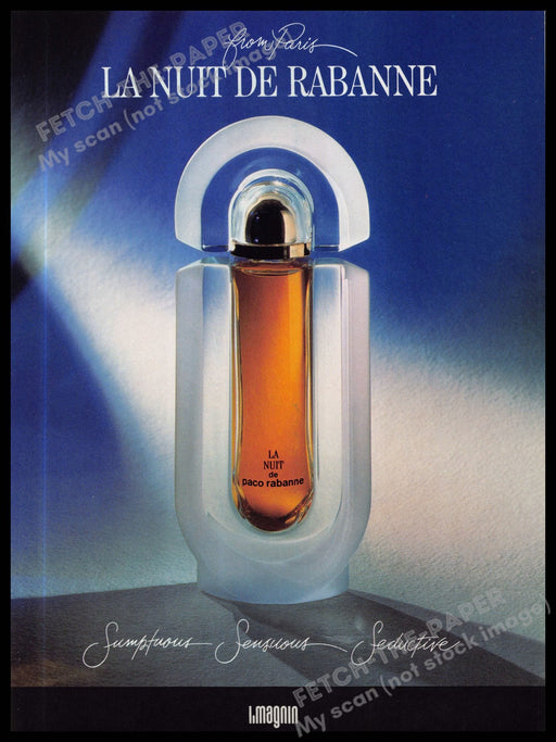 La Nuit de Rabanne 1980s Print Advertisement 1987 (See Description)