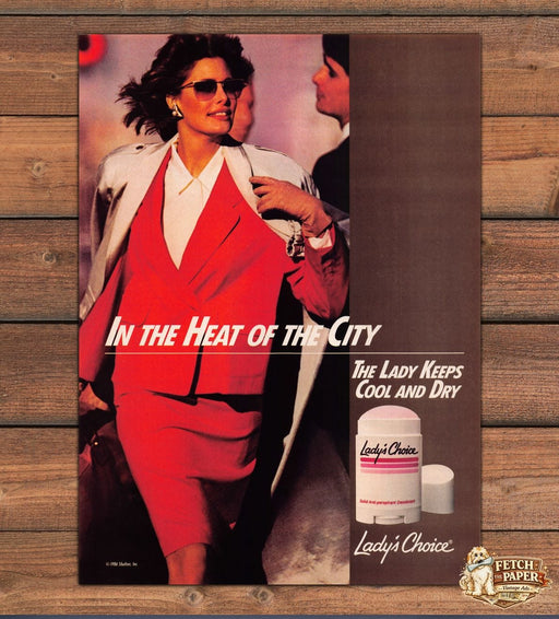 Lady's Choice 1980s Print Advertisement Ad 1986 Working Woman "Heat of the city"
