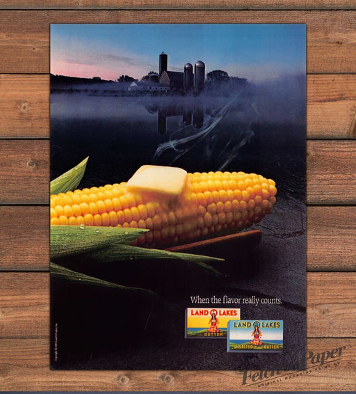 Land O Lakes Corn on the Cob Farm 1980s Print Advertisement Ad 1986