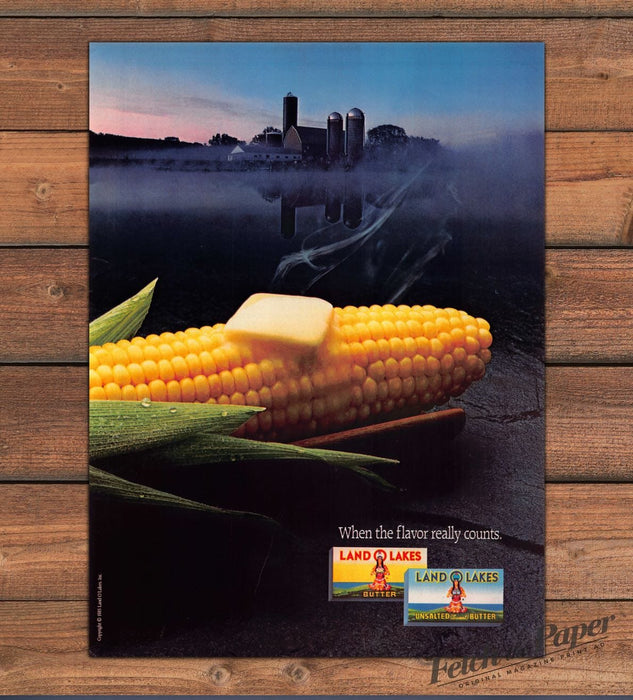 Land O Lakes Corn on the Cob Farm 1980s Print Advertisement Ad 1986
